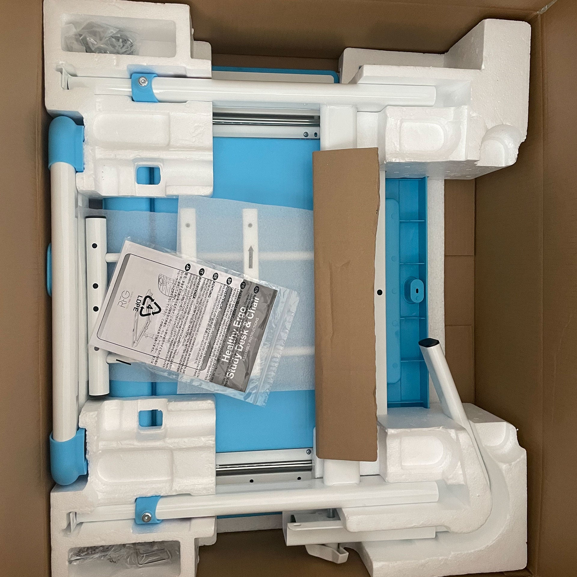 Ергономичен чин и стол Ergo Tech 403X, ученически, MDF плот, метални крака, син