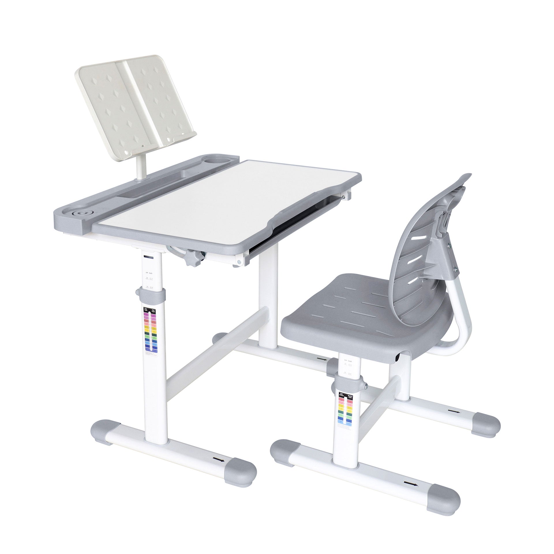 Ергономичен чин и стол Ergo Tech 403X, ученически, MDF плот, метални крака, сив