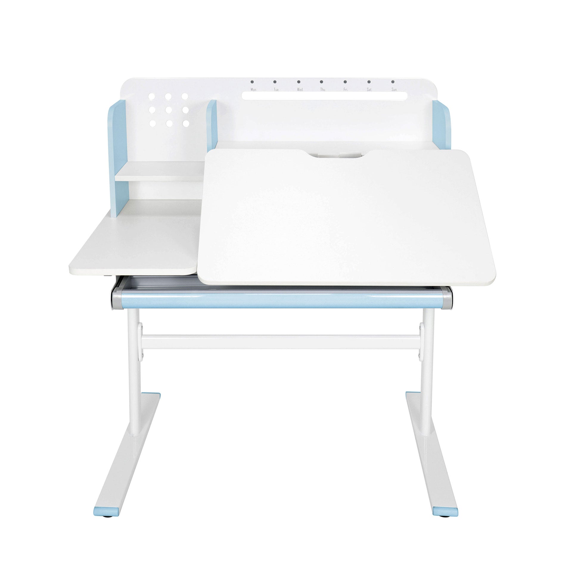 Бюро с регулируема височина Ergo Light 1003A, MDF плот, метални крака, синьо