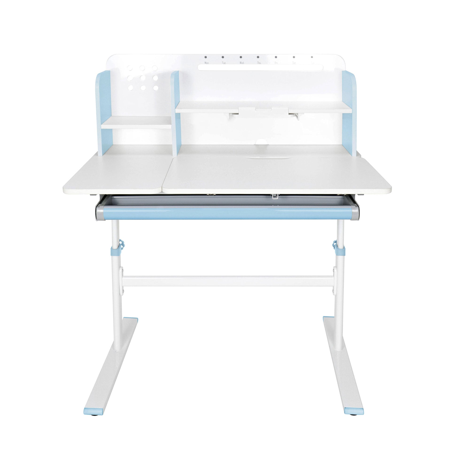 Бюро с регулируема височина Ergo Light 1003A, MDF плот, метални крака, синьо