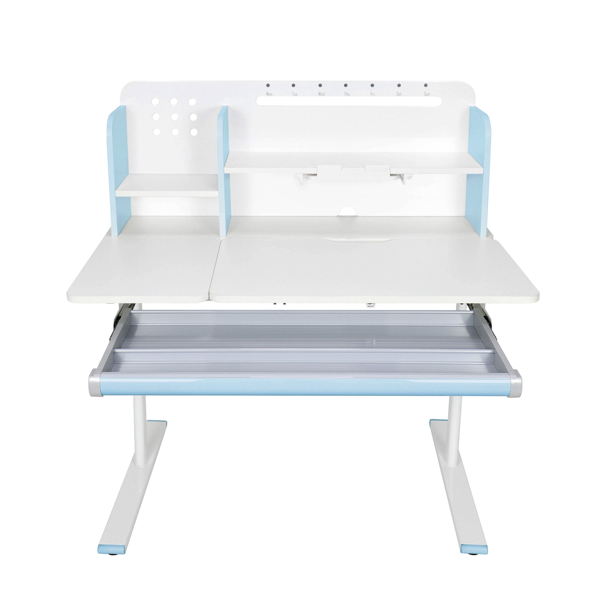Бюро с регулируема височина Ergo Light 1003A, MDF плот, метални крака, синьо