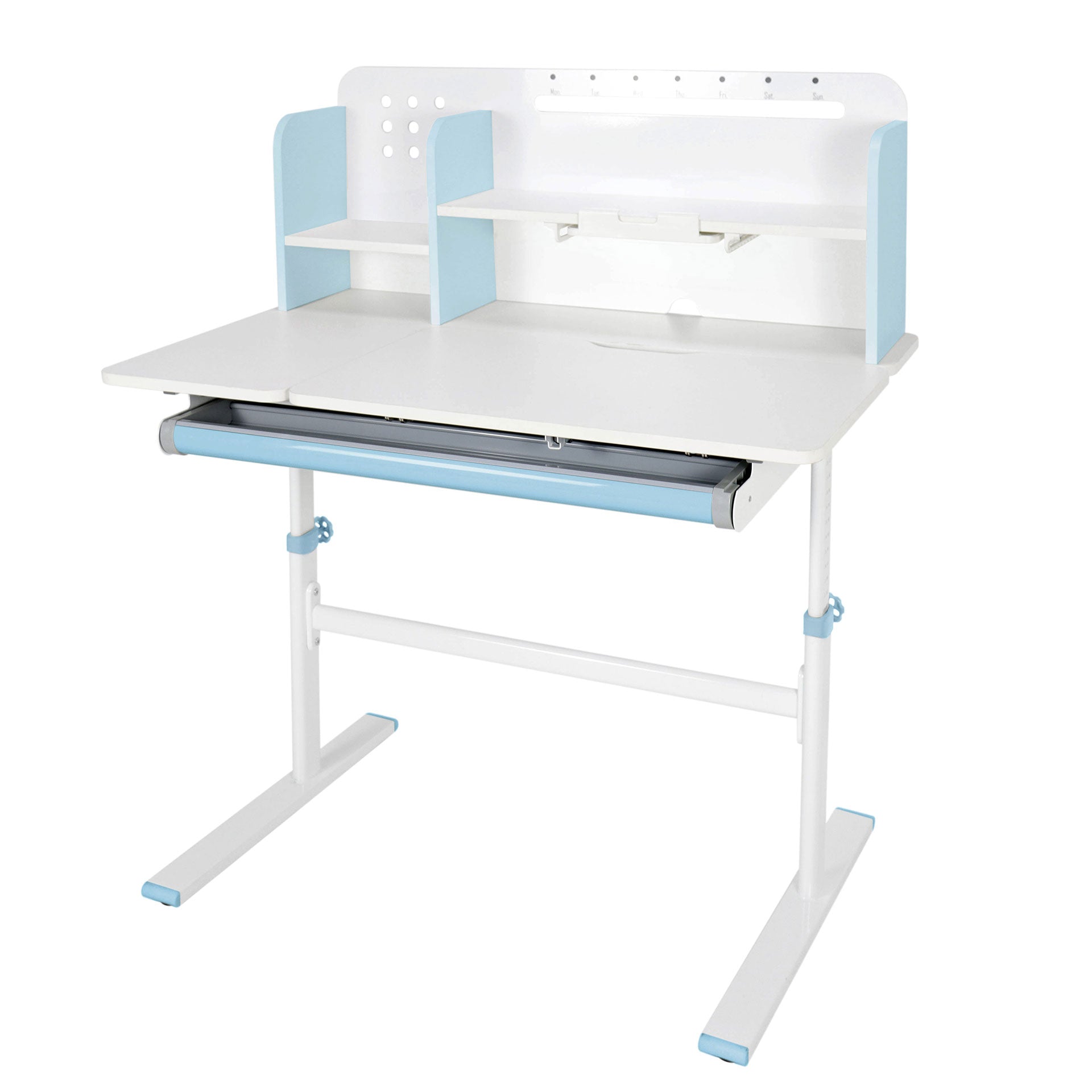 Бюро с регулируема височина Ergo Light 1003A, MDF плот, метални крака, синьо