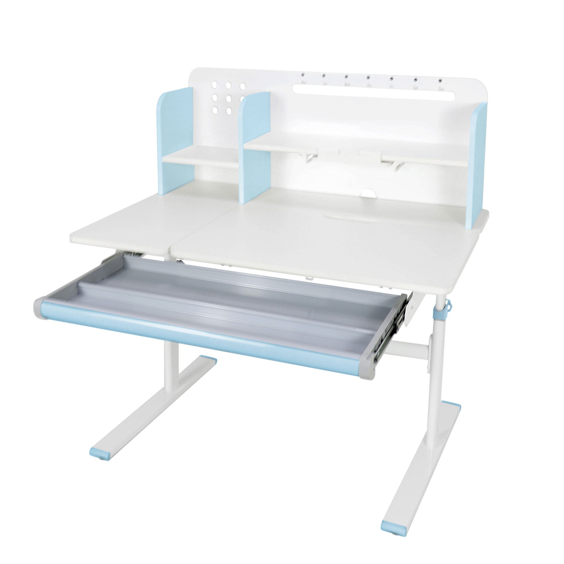 Бюро с регулируема височина Ergo Light 1003A, MDF плот, метални крака, синьо
