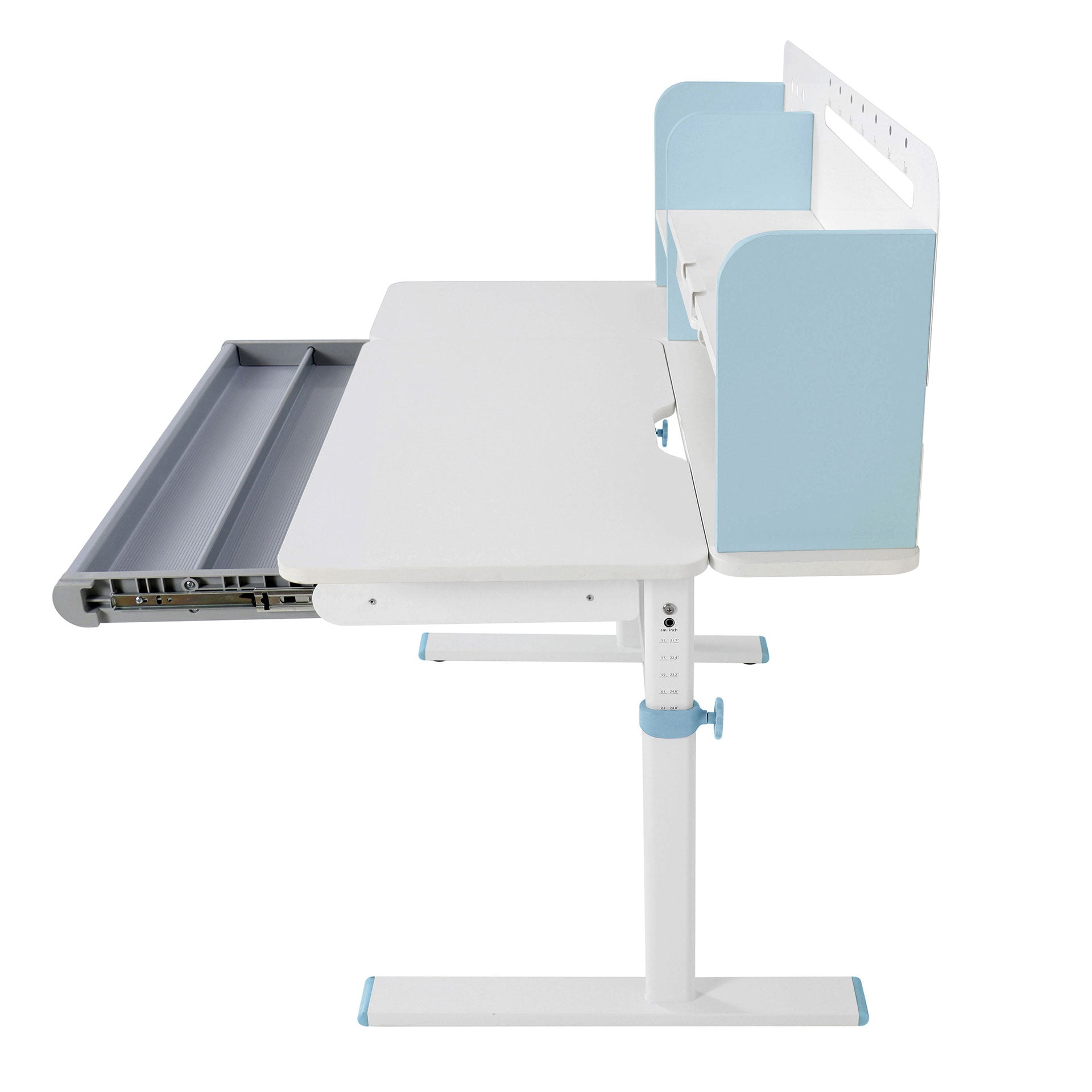 Бюро с регулируема височина Ergo Light 1003A, MDF плот, метални крака, синьо