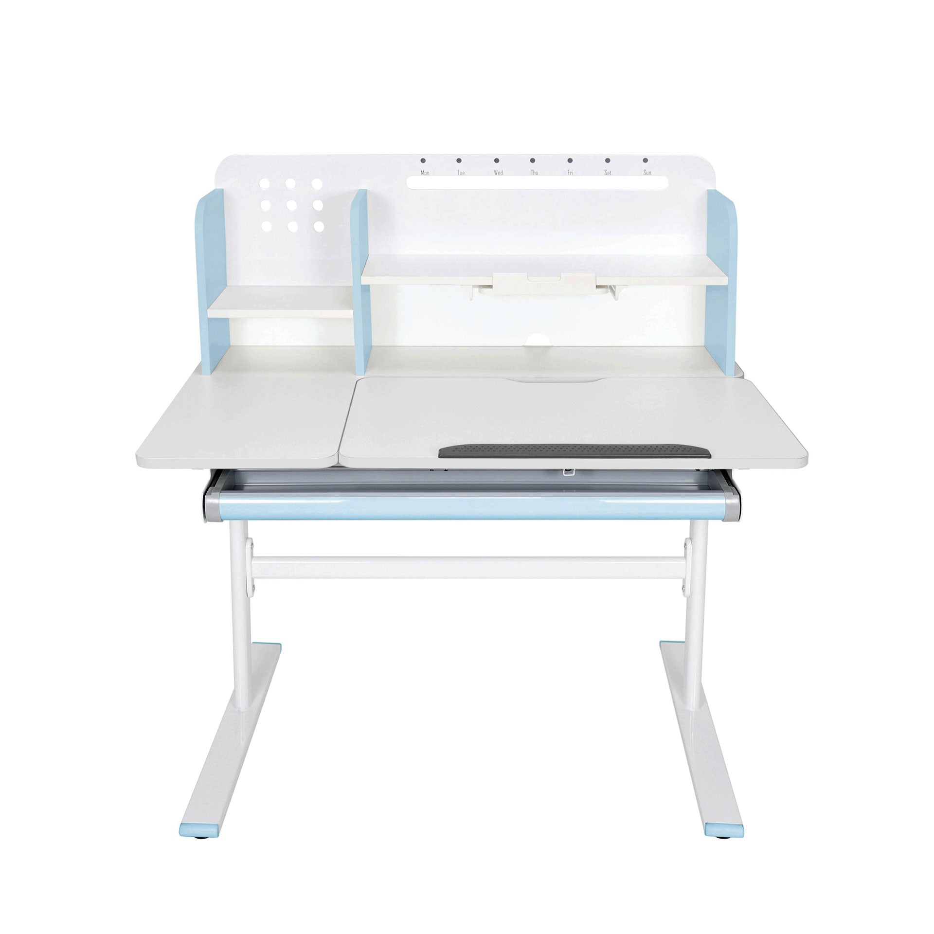 Бюро с регулируема височина Ergo Light 1003A, MDF плот, метални крака, синьо