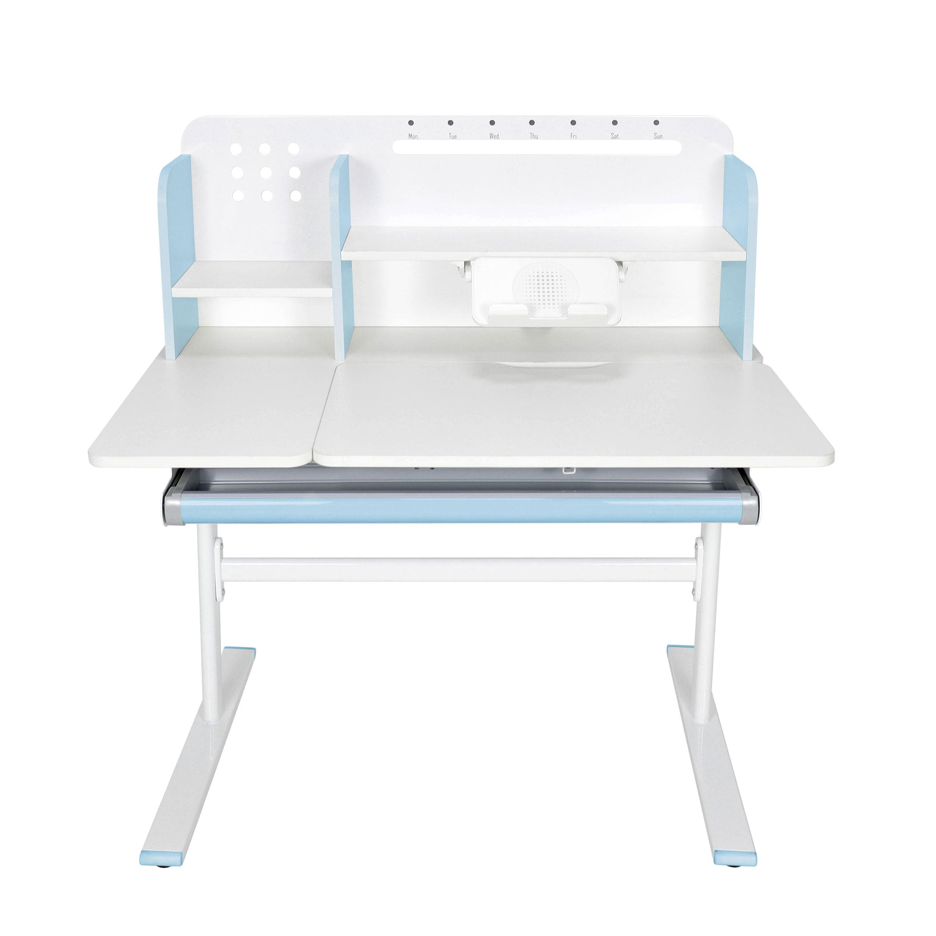 Бюро с регулируема височина Ergo Light 1003A, MDF плот, метални крака, синьо
