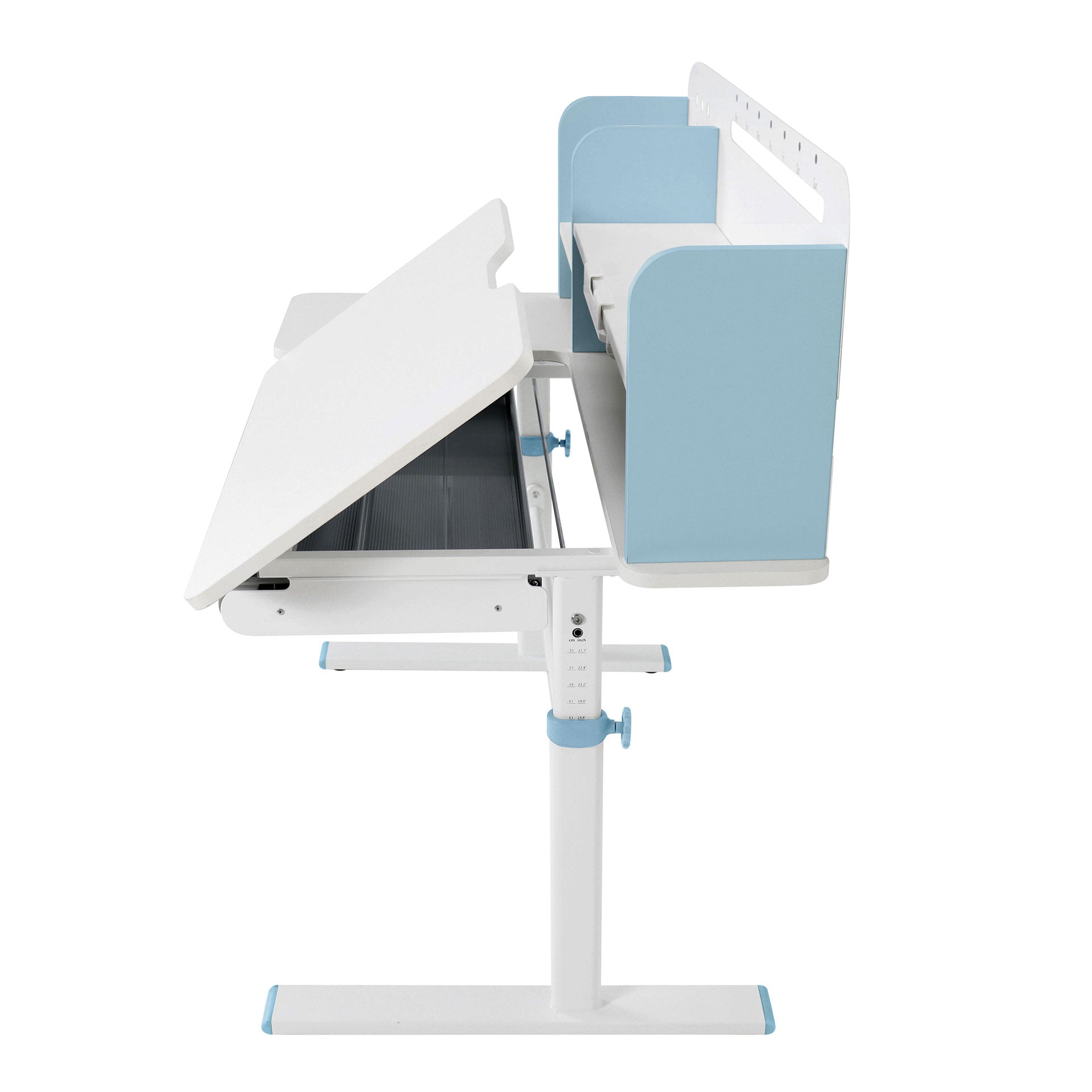 Бюро с регулируема височина Ergo Light 1003A, MDF плот, метални крака, синьо