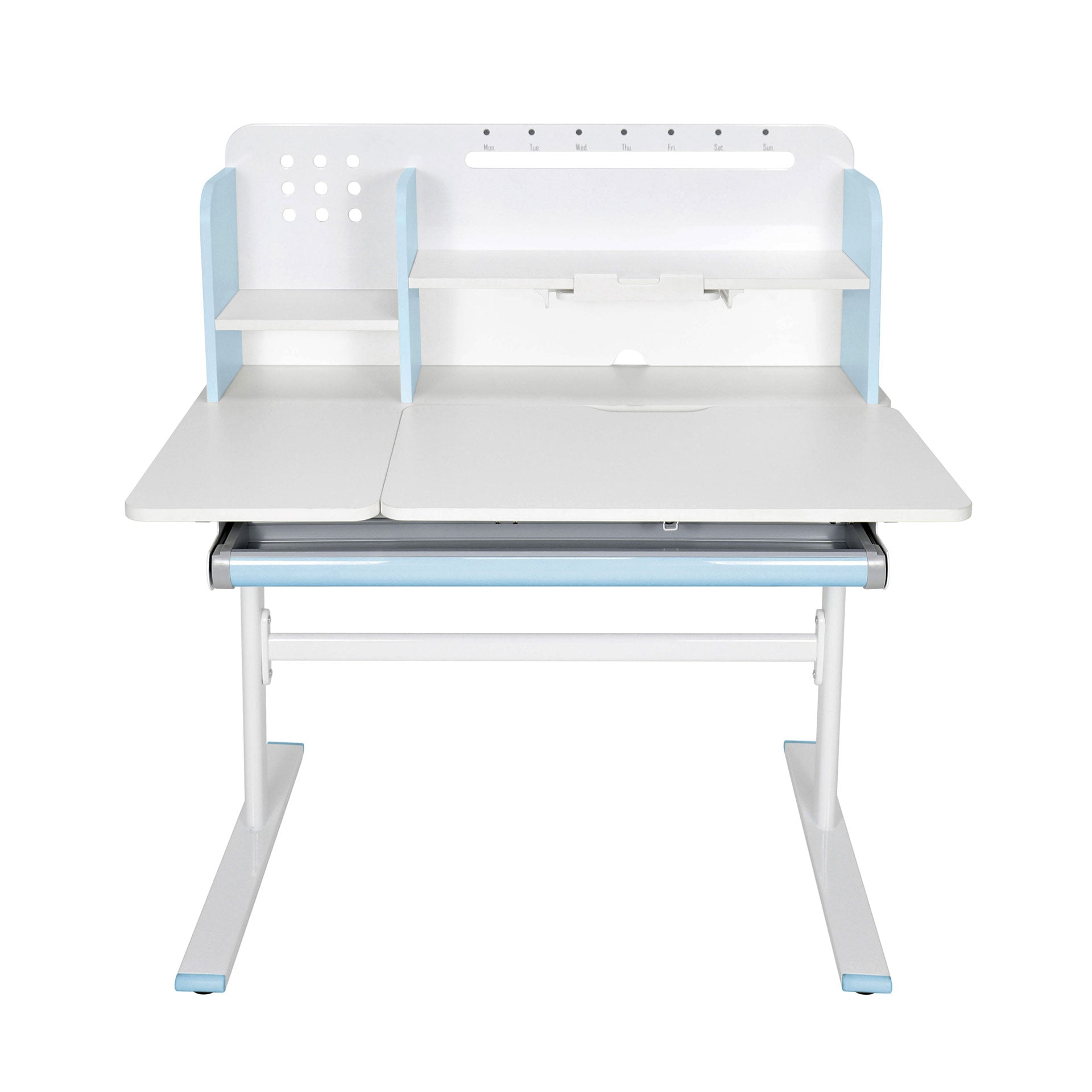Бюро с регулируема височина Ergo Light 1003A, MDF плот, метални крака, синьо