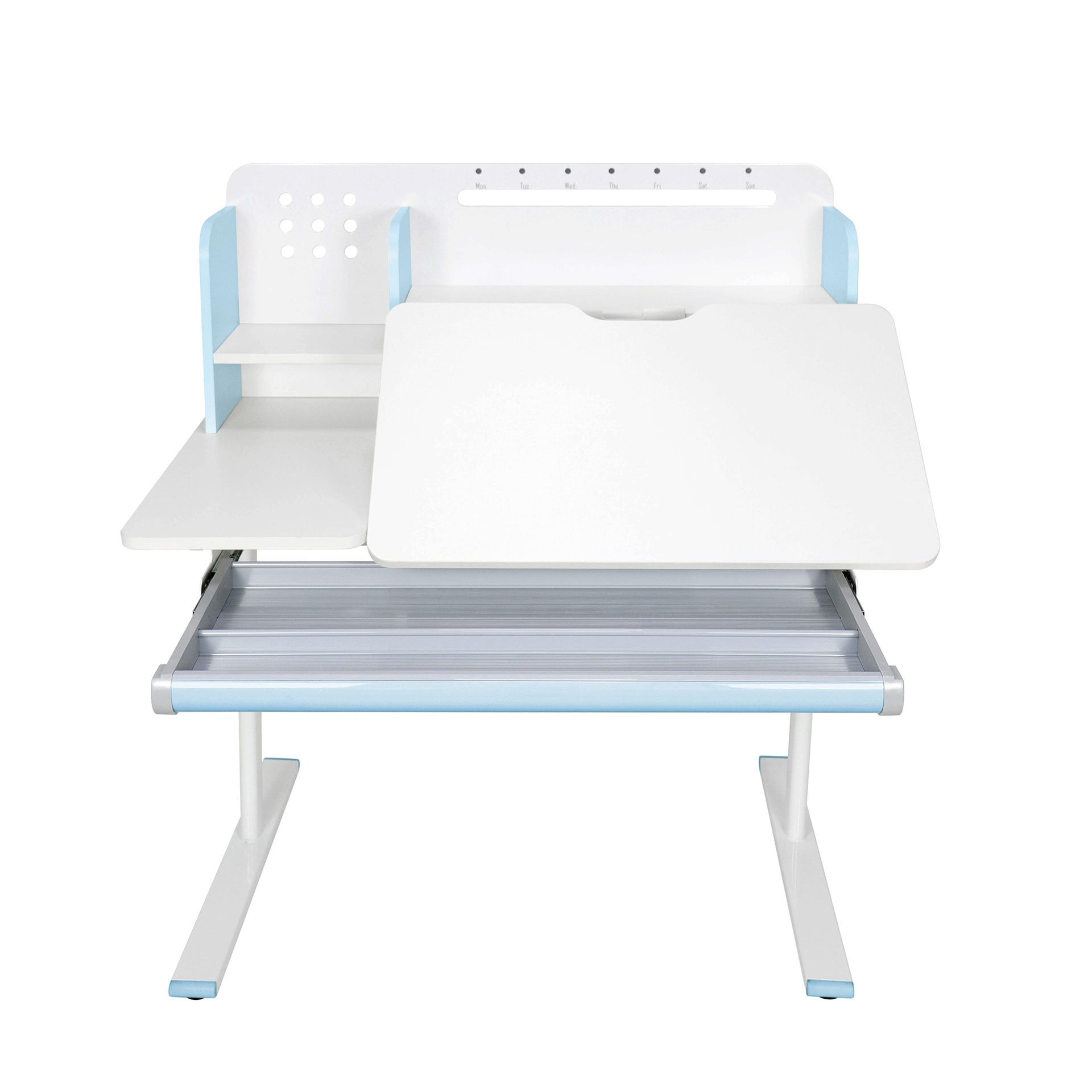 Бюро с регулируема височина Ergo Light 1003A, MDF плот, метални крака, синьо