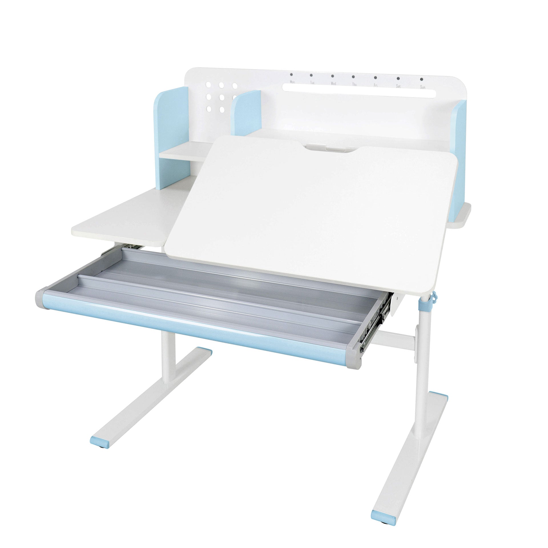 Бюро с регулируема височина Ergo Light 1003A, MDF плот, метални крака, синьо