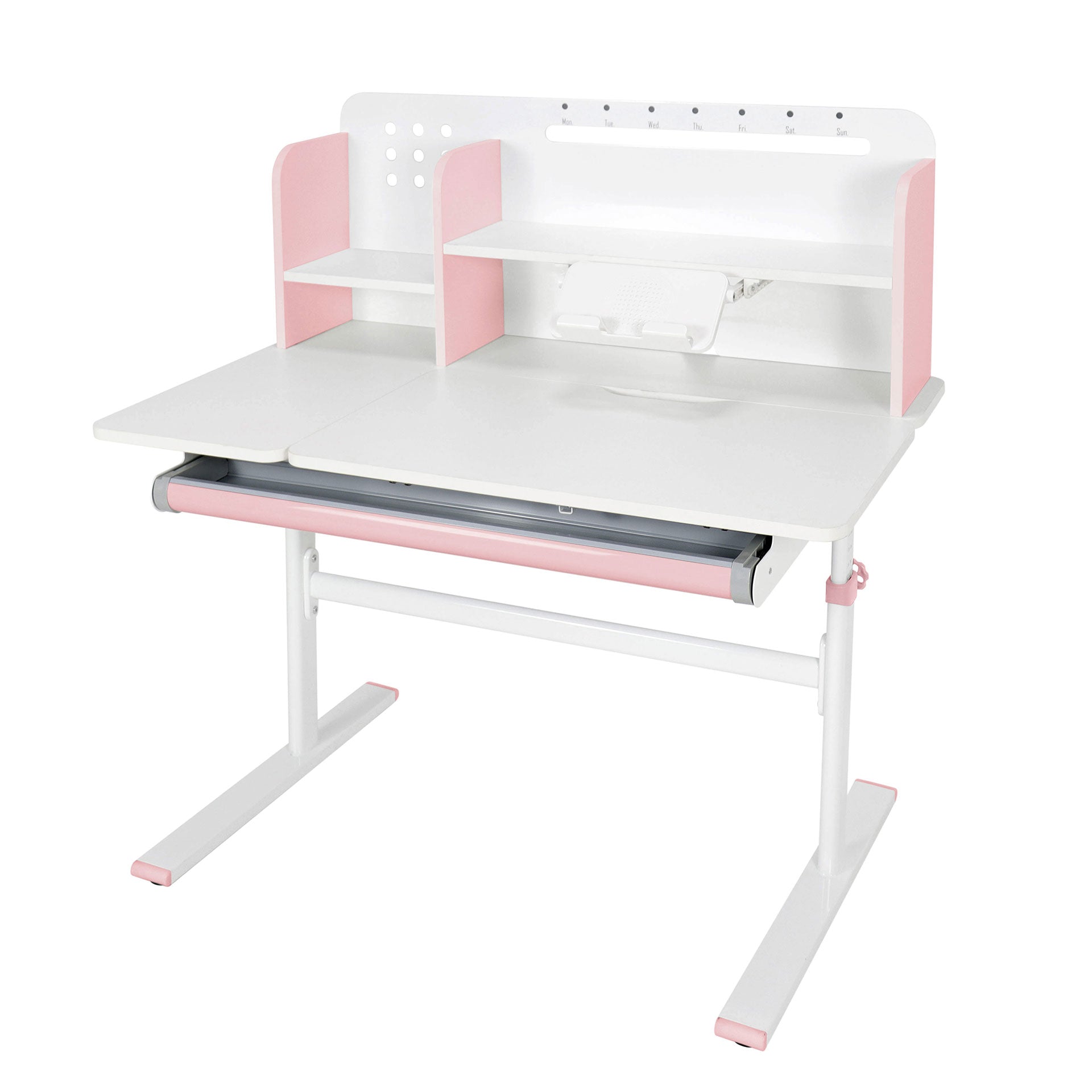 Бюро с регулируема височина Ergo Light 1003A, MDF плот, метални крака, розово