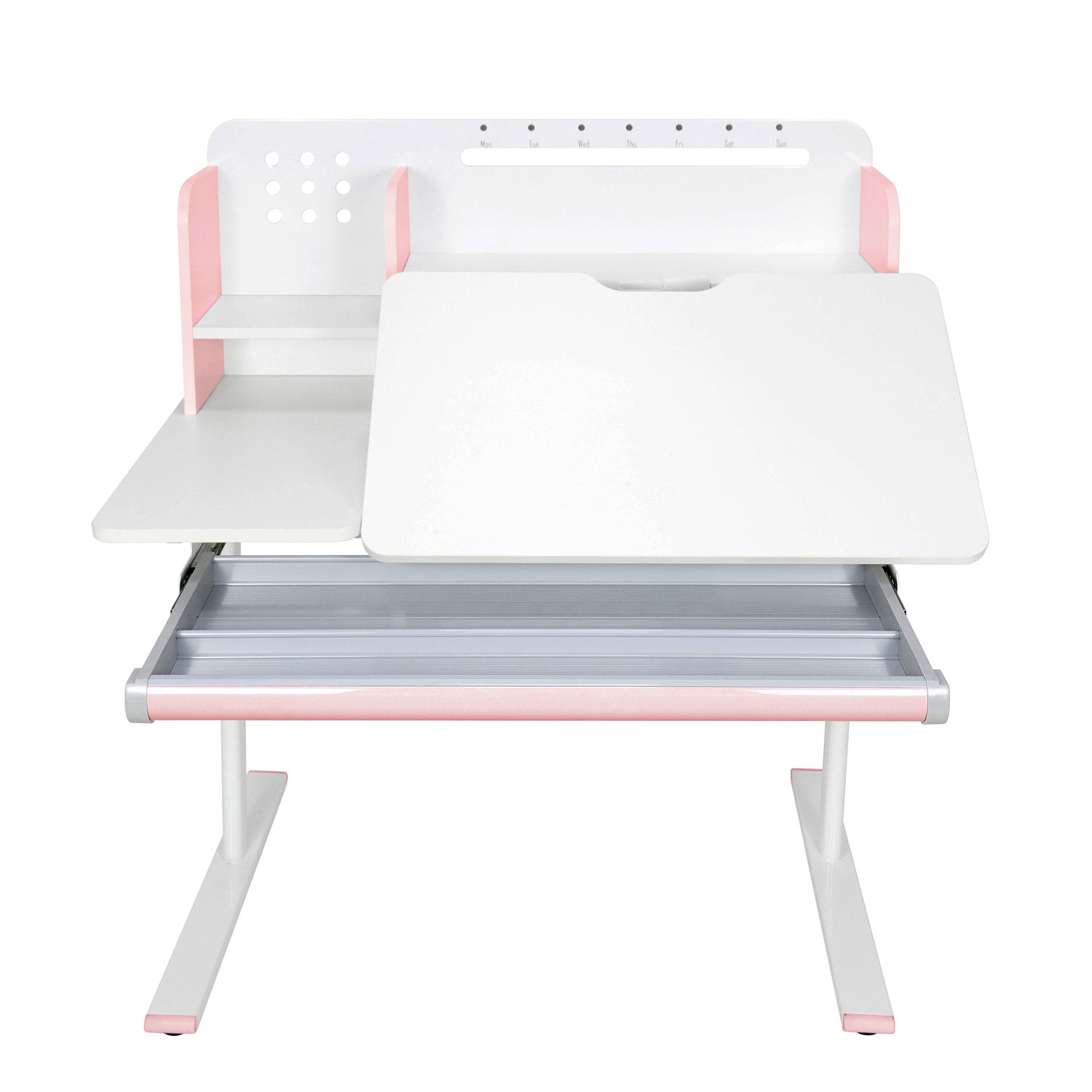 Бюро с регулируема височина Ergo Light 1003A, MDF плот, метални крака, розово