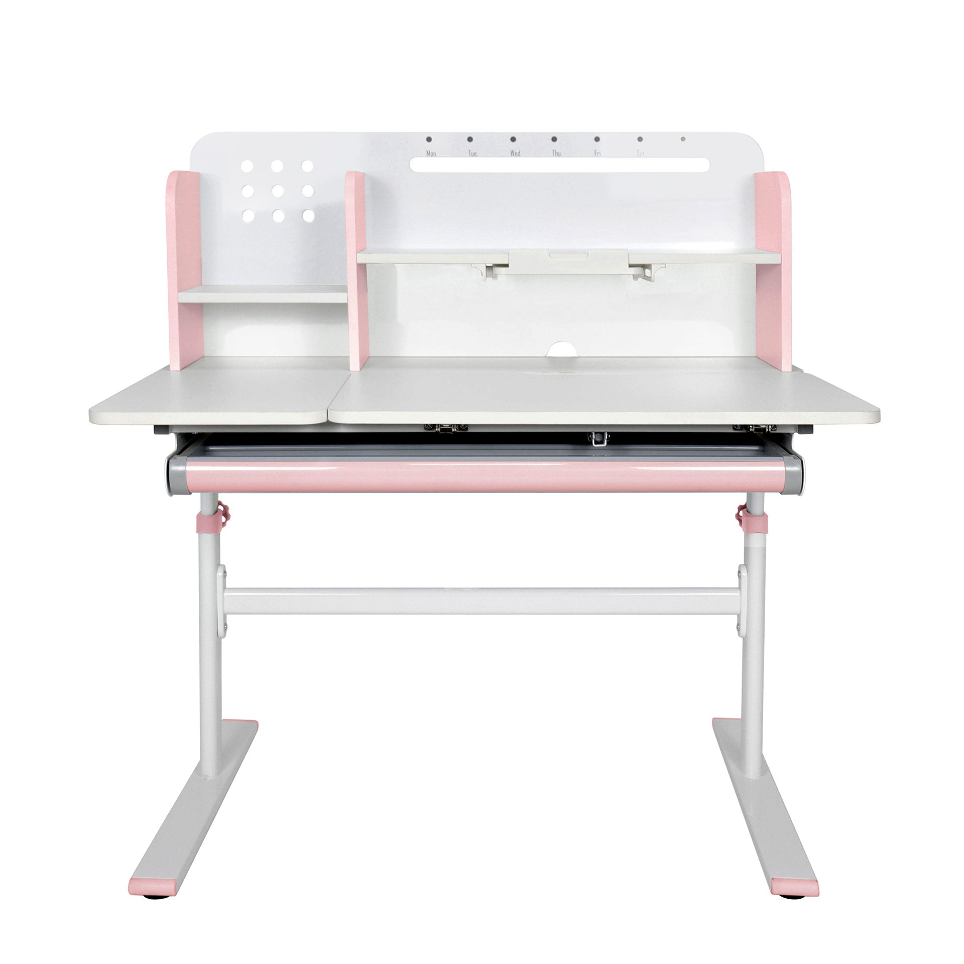Бюро с регулируема височина Ergo Light 1003A, MDF плот, метални крака, розово