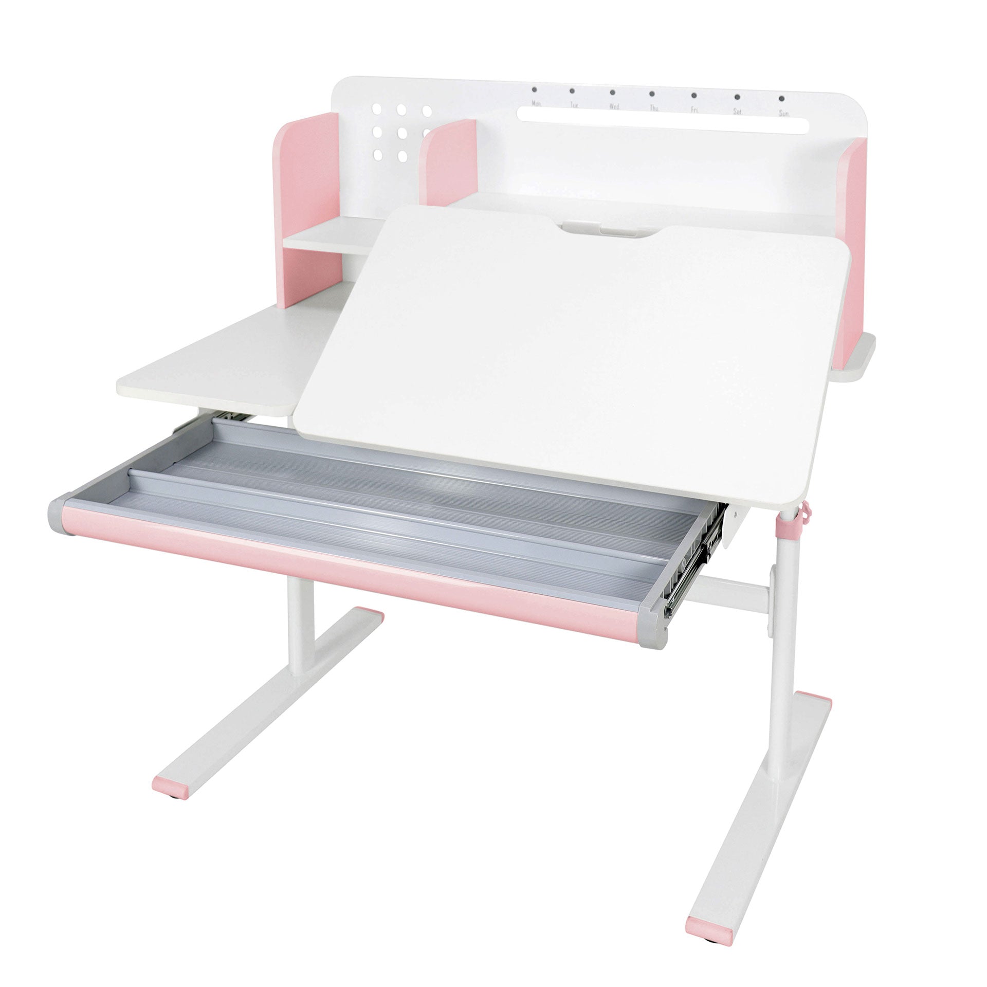 Бюро с регулируема височина Ergo Light 1003A, MDF плот, метални крака, розово