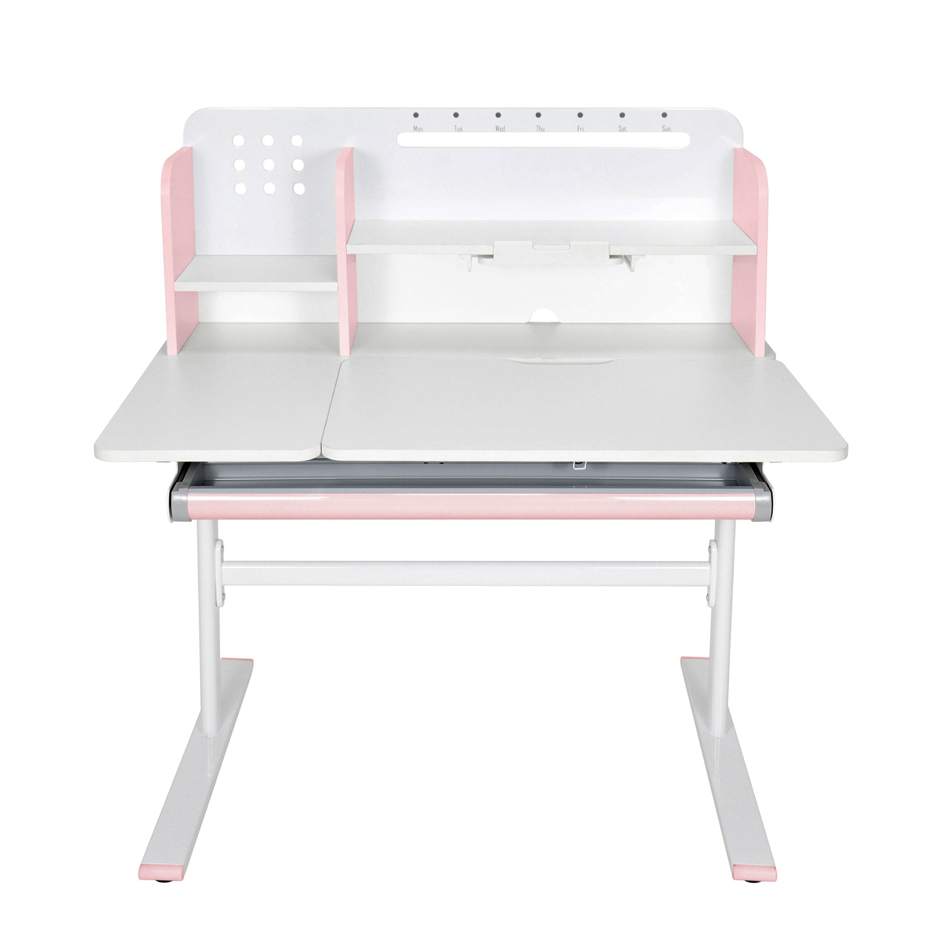 Бюро с регулируема височина Ergo Light 1003A, MDF плот, метални крака, розово