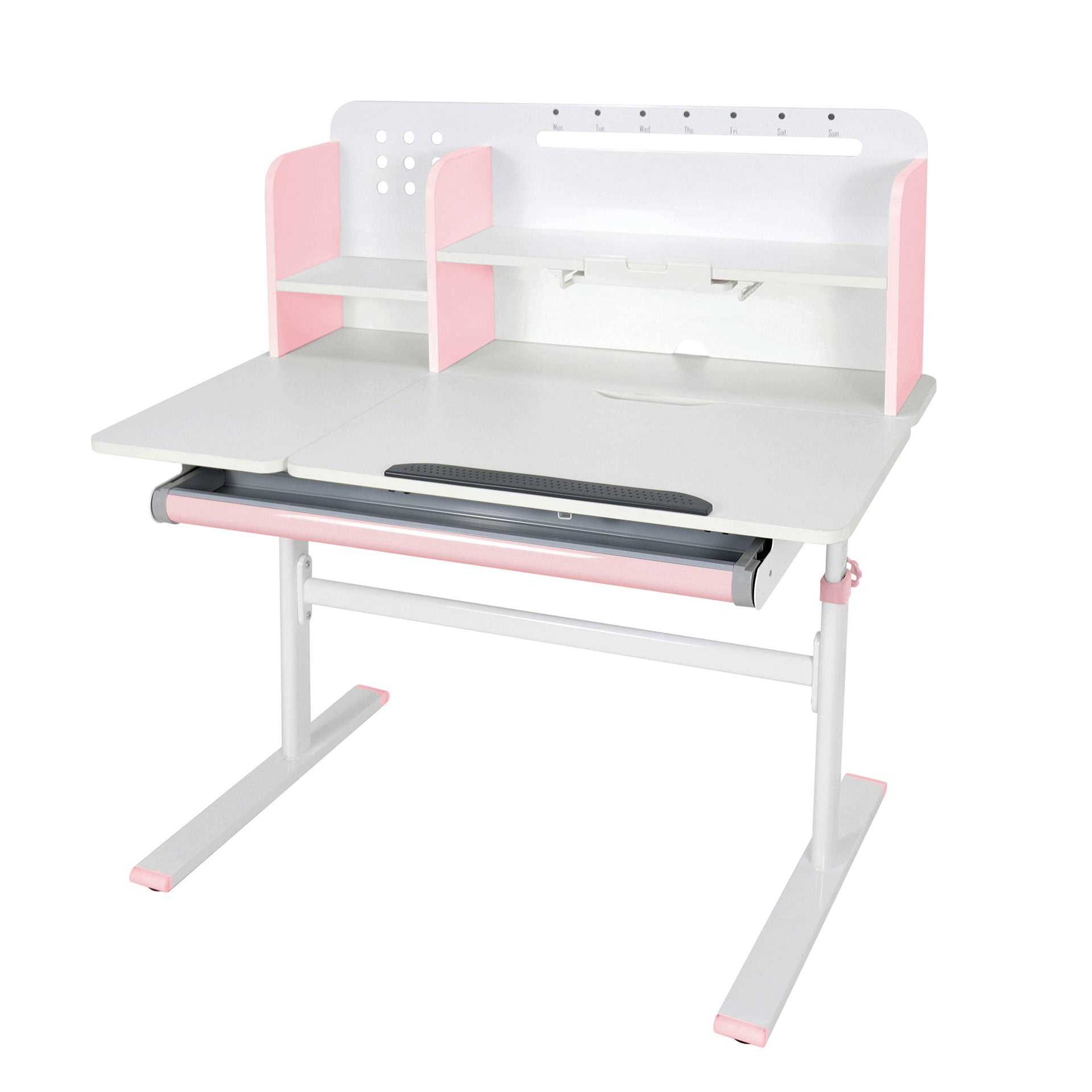 Бюро с регулируема височина Ergo Light 1003A, MDF плот, метални крака, розово