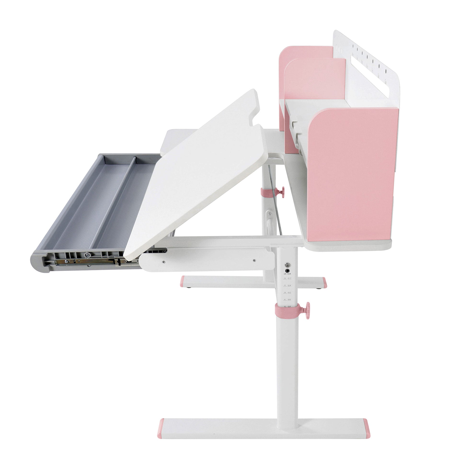 Бюро с регулируема височина Ergo Light 1003A, MDF плот, метални крака, розово