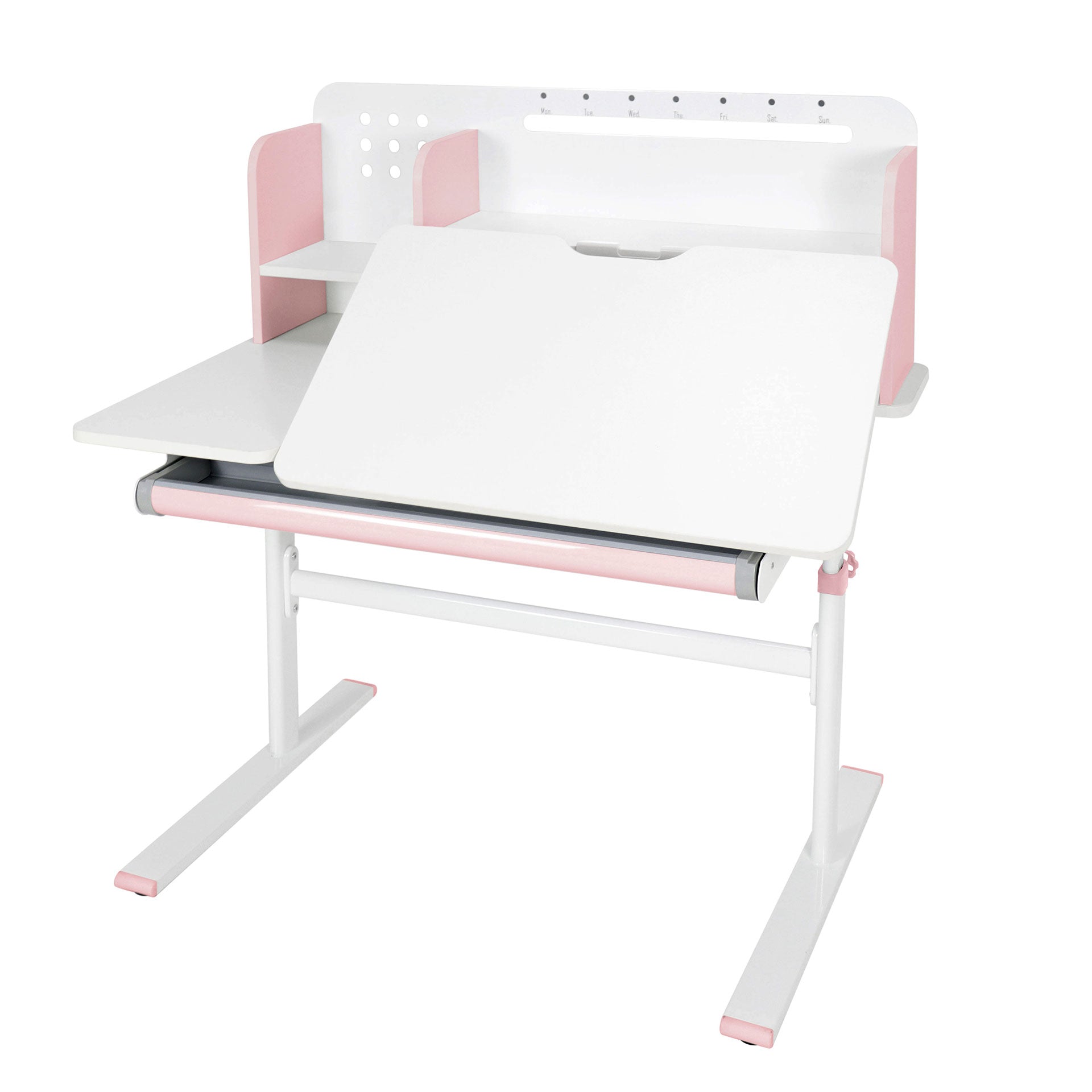 Бюро с регулируема височина Ergo Light 1003A, MDF плот, метални крака, розово