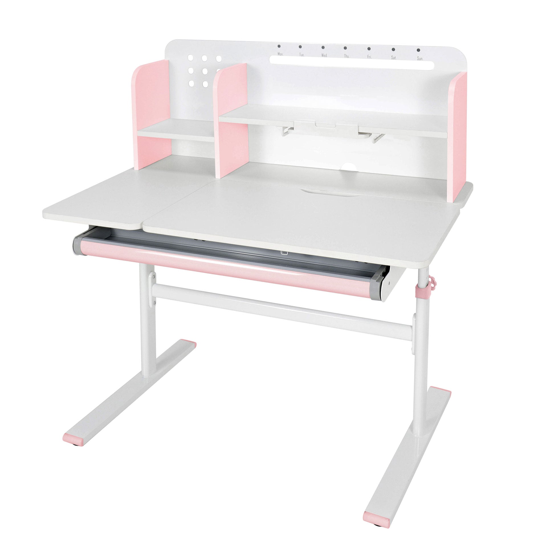 Бюро с регулируема височина Ergo Light 1003A, MDF плот, метални крака, розово