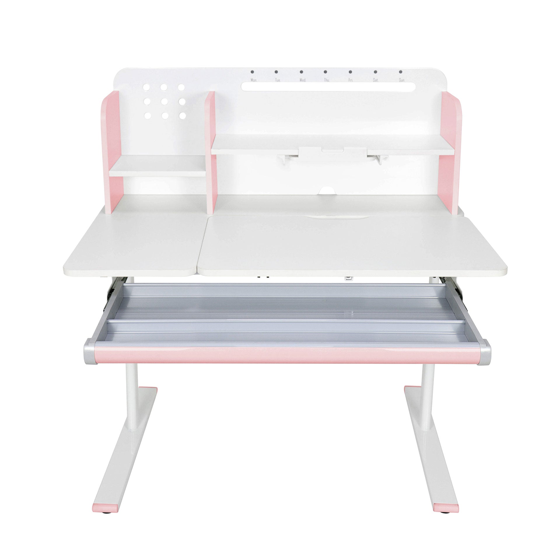 Бюро с регулируема височина Ergo Light 1003A, MDF плот, метални крака, розово