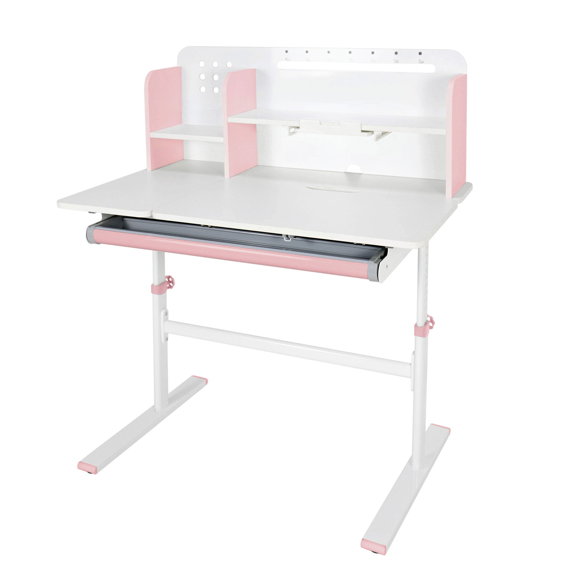 Бюро с регулируема височина Ergo Light 1003A, MDF плот, метални крака, розово