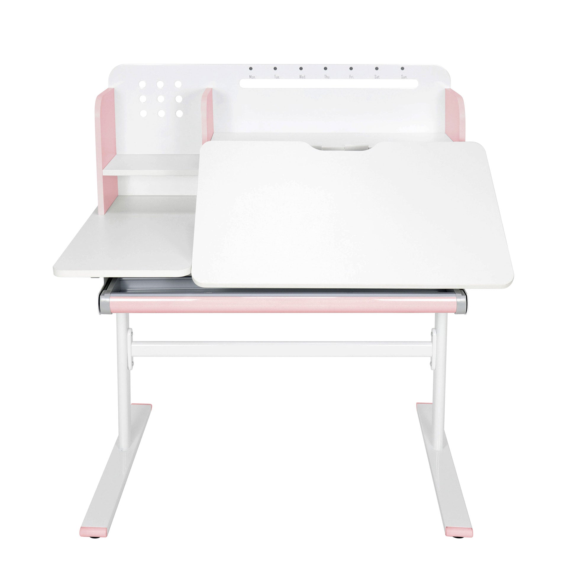 Бюро с регулируема височина Ergo Light 1003A, MDF плот, метални крака, розово