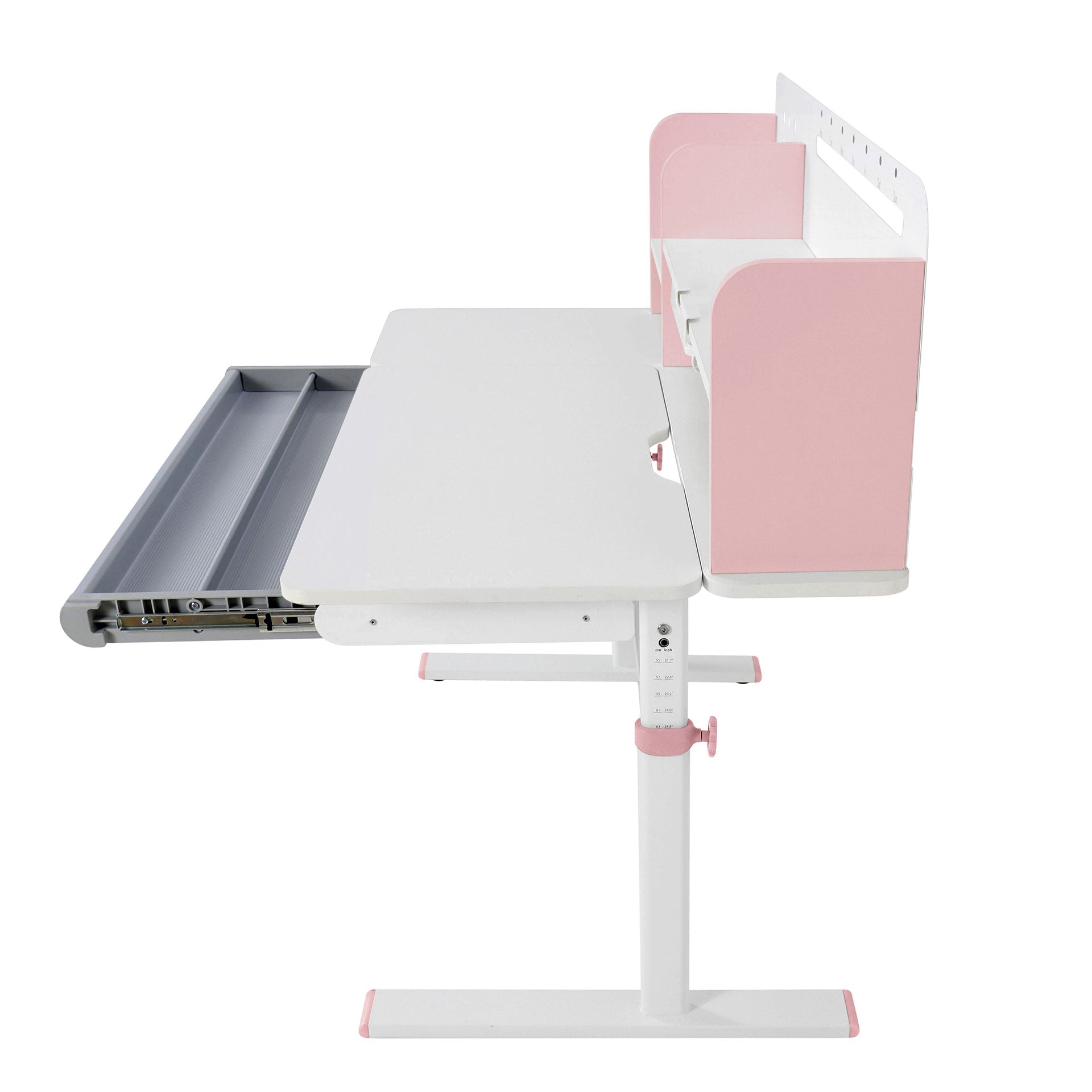 Бюро с регулируема височина Ergo Light 1003A, MDF плот, метални крака, розово