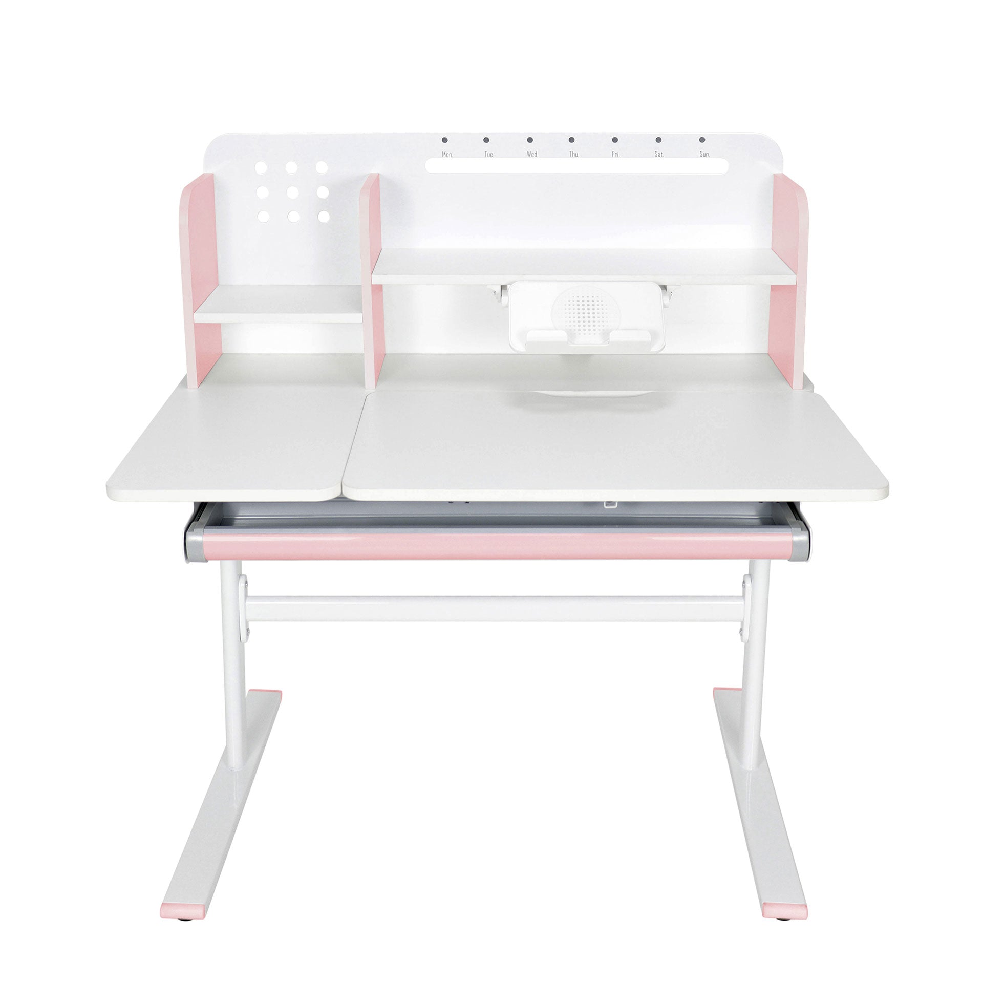 Бюро с регулируема височина Ergo Light 1003A, MDF плот, метални крака, розово