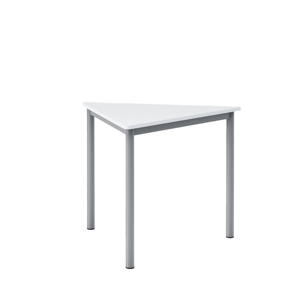 Ученическа маса Trapez 60, над VIII клас, 790 х 905 х 750 mm, модулна, триъгълна, MDF, бял плот със заоблени ъгли, сиви метални крака