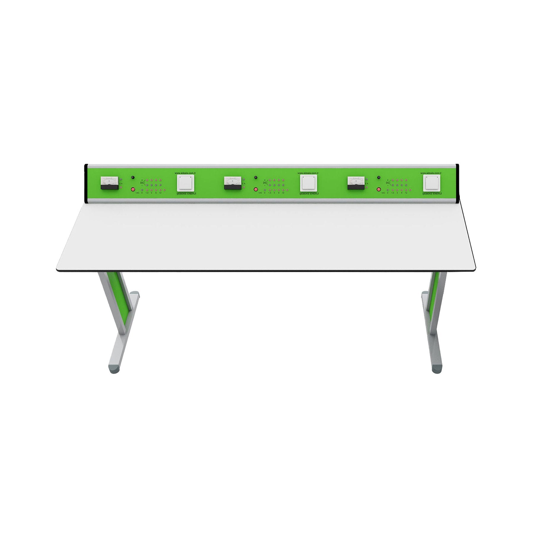 Ученическа маса Flat, лабораторна, над VII клас, 180 х 60 х 75 cm, метални крака, зелено-бяла