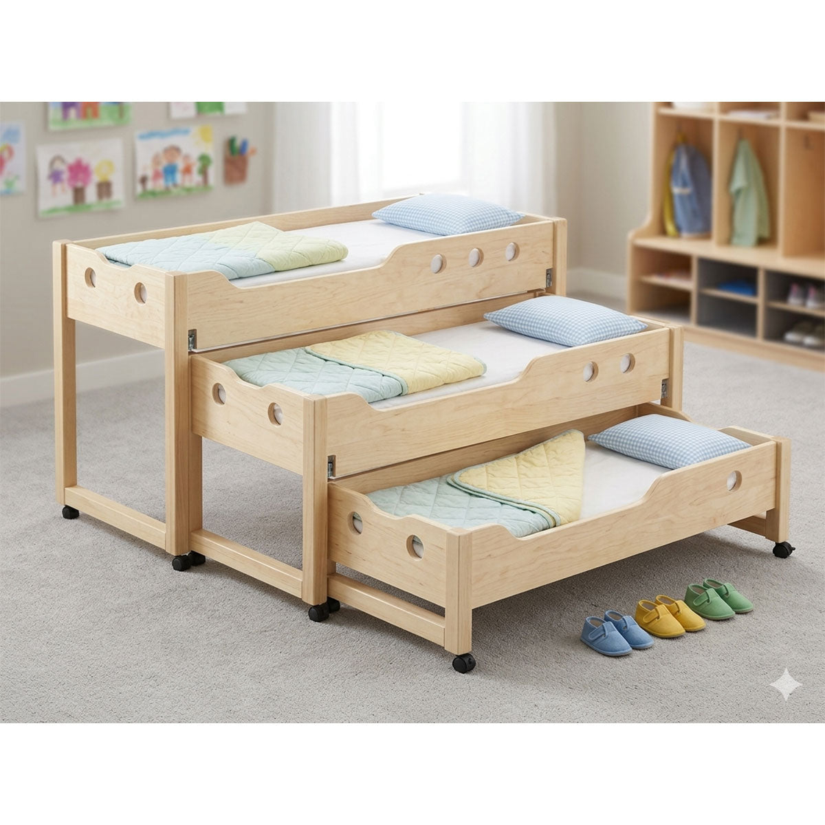 Легло Smarty F302534, тройно, стифиращо се, 18 mm каучуково дърво, 1490 х 660 х 845 mm
