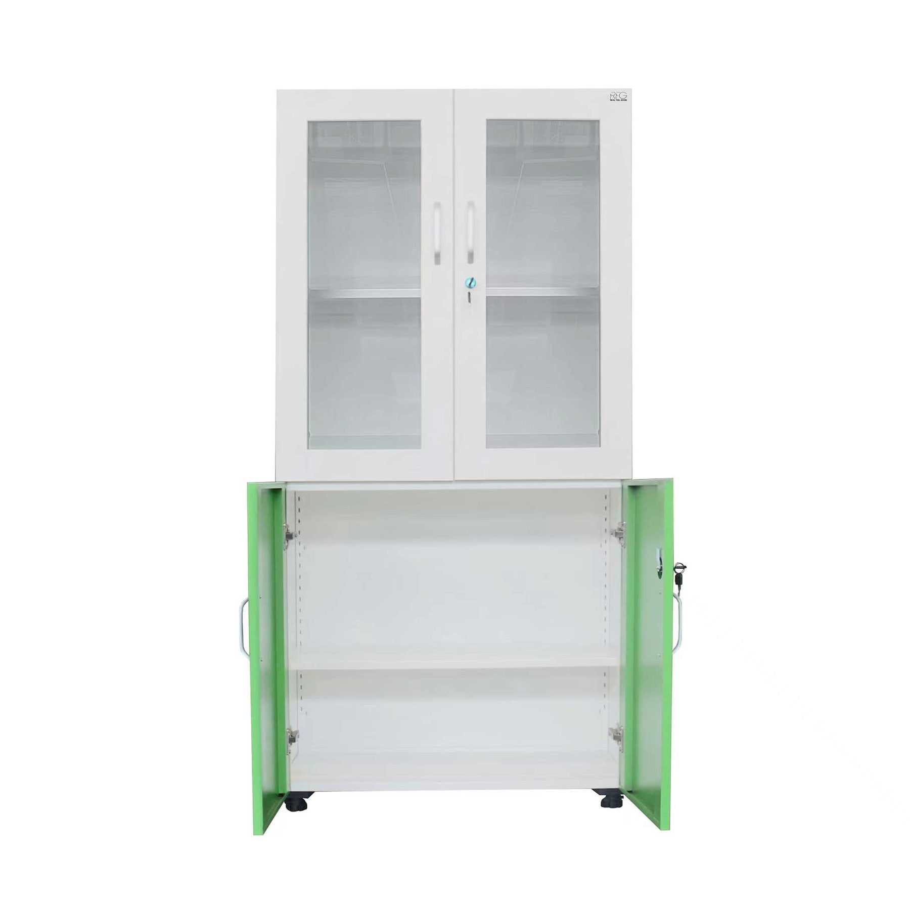 Шкаф, лабораторен, 800 х 400 х 1650 mm, зелено-бял