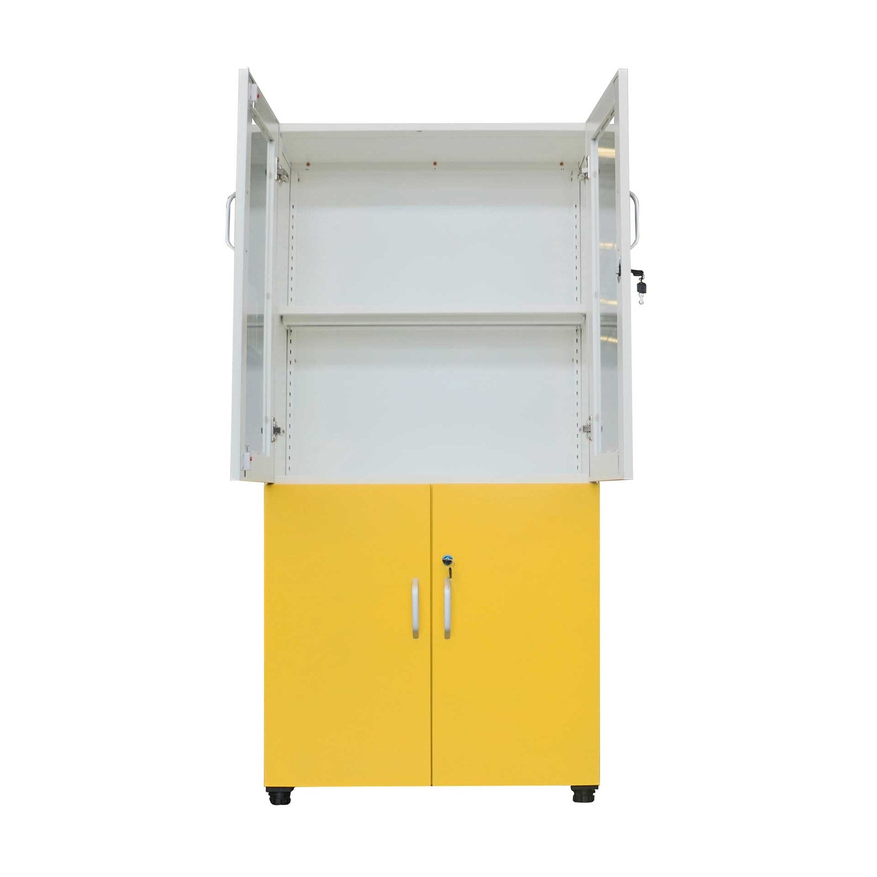 Шкаф, лабораторен, 800 х 400 х 1650 mm, жълто-бял