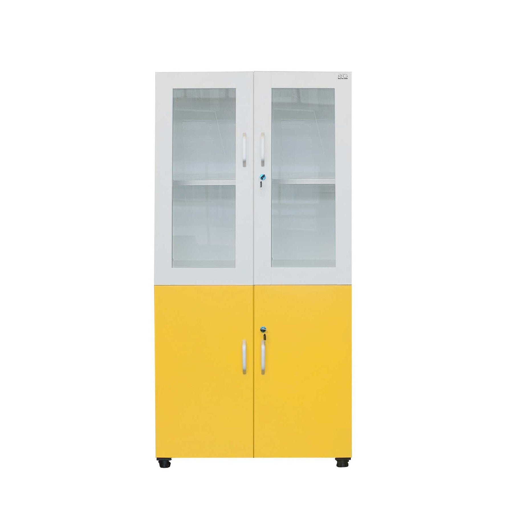 Шкаф, лабораторен, 800 х 400 х 1650 mm, жълто-бял