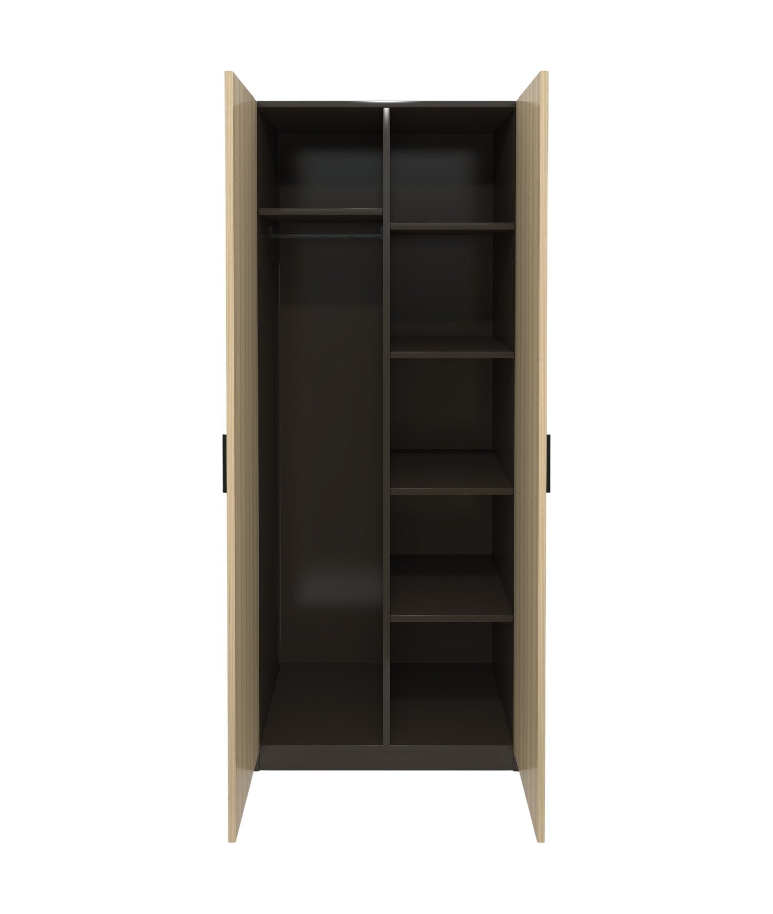 Гардероб Milano, с рафтове, 800 х 550 х 2000 mm, ПДЧ 18 mm, светъл дъб и тъмносиво