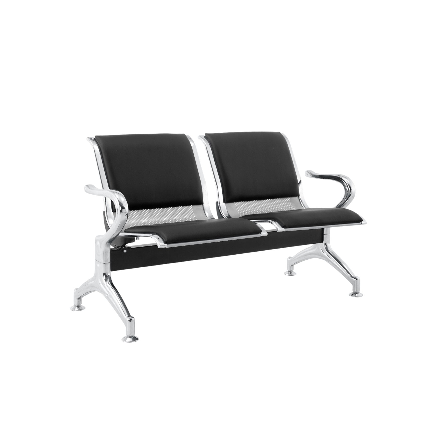 Посетителска пейка Берн, с 2 места, екокожа, метални крака, 1230 х 680 х 770 mm