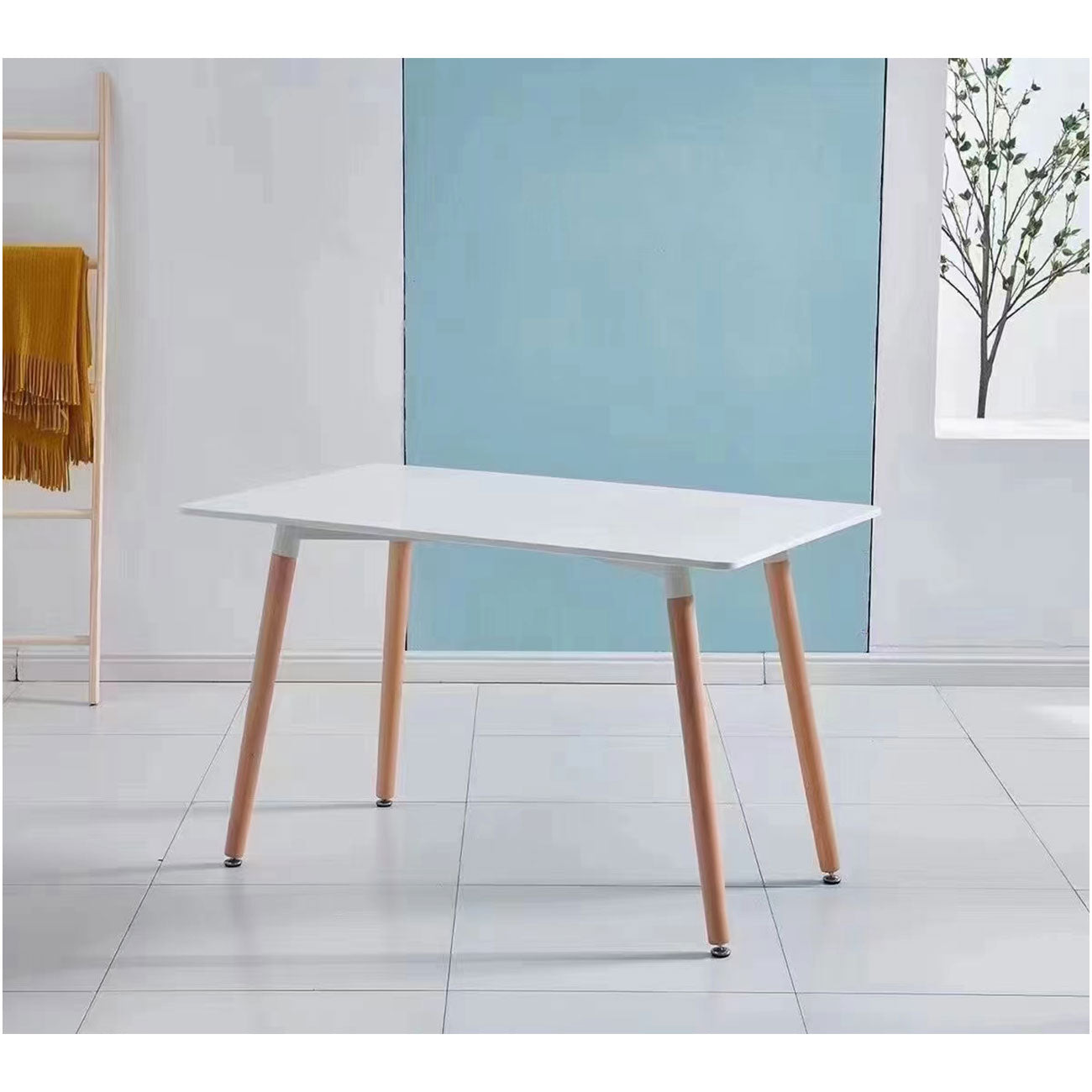 Маса Vassy Wood, MDF, 1400 х 700 х 740 mm, MDF 25 mm, бял плот, метални крака