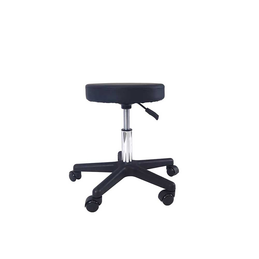 Офис стол-табуретка Stool, до 130 kg, екокожа, черна, 2 броя в комплект
