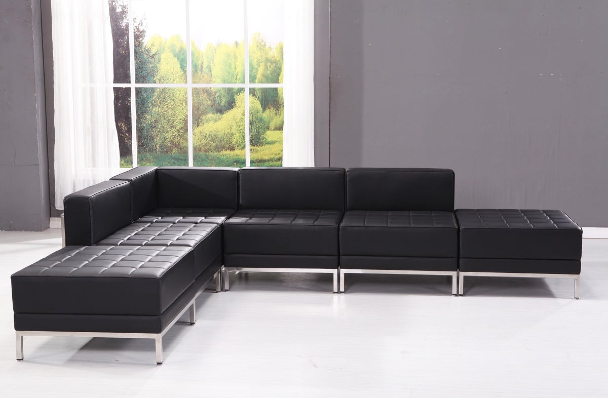 Табуретка Neo, квадратна, екокожа, 700 х 700 х 450 mm, черен