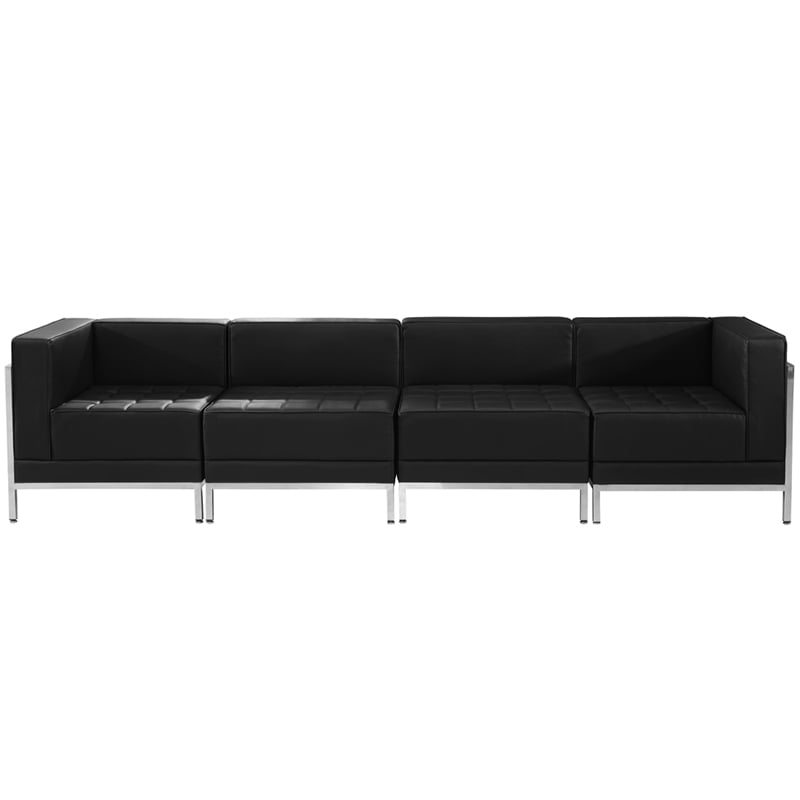 Табуретка Neo, квадратна, екокожа, 700 х 700 х 450 mm, черен