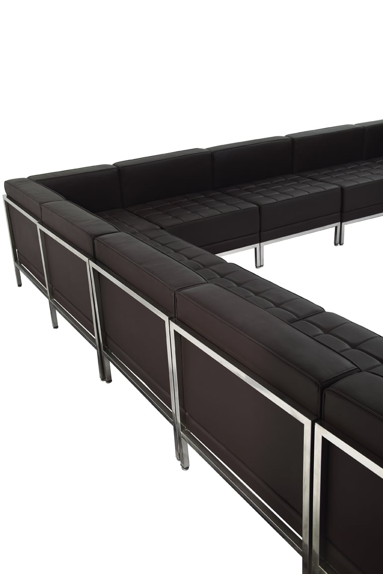 Табуретка Neo, квадратна, екокожа, 700 х 700 х 450 mm, черен