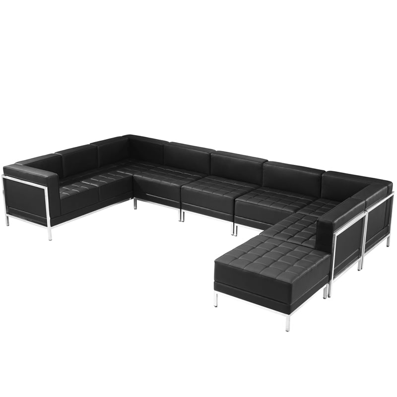 Табуретка Neo, квадратна, екокожа, 700 х 700 х 450 mm, черен