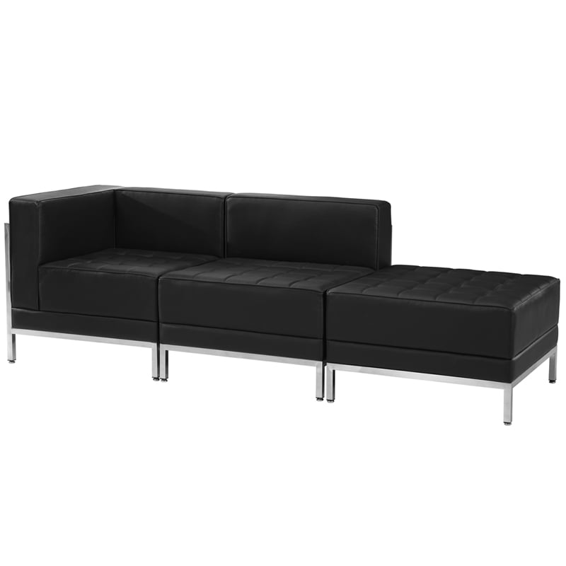 Табуретка Neo, квадратна, екокожа, 700 х 700 х 450 mm, черен