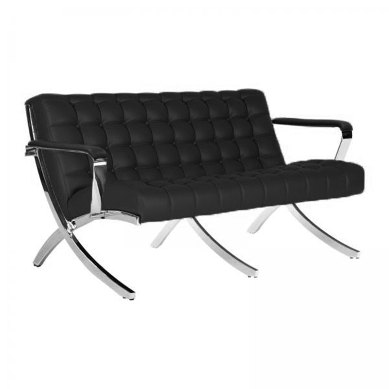 Диван Murano Chrome, двуместен, екокожа, 1350 х 870 х 760 mm, черен