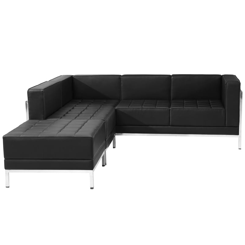 Диван Neo, двуместен, екокожа, метална основа, 1450 х 720 х 700 mm, черен