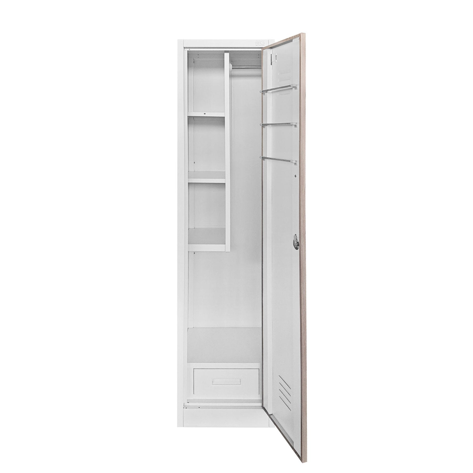 Шкаф, за препарати, метален, 400 х 400 х 1800 mm, кехлибарен дъб и бяло