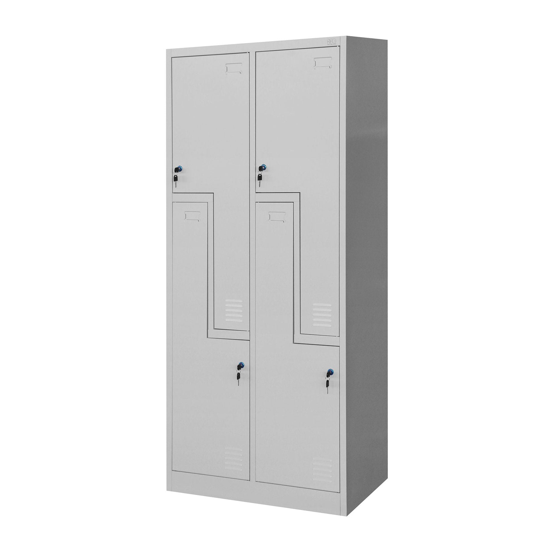 Гардероб, двоен, метален, Z-образни врати, 800 х 450 х 1850 mm, сив
