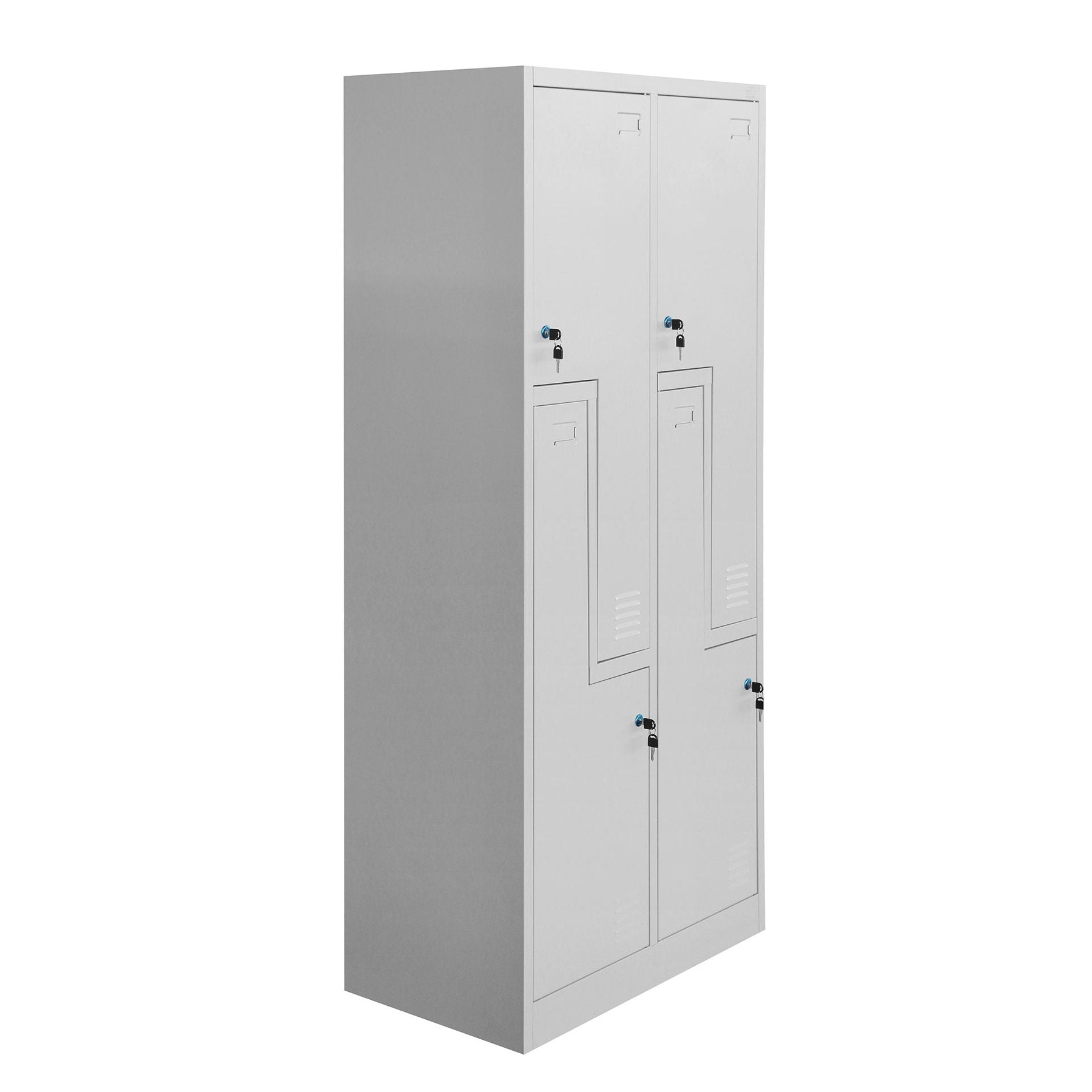 Гардероб, двоен, метален, Z-образни врати, 800 х 450 х 1850 mm, сив