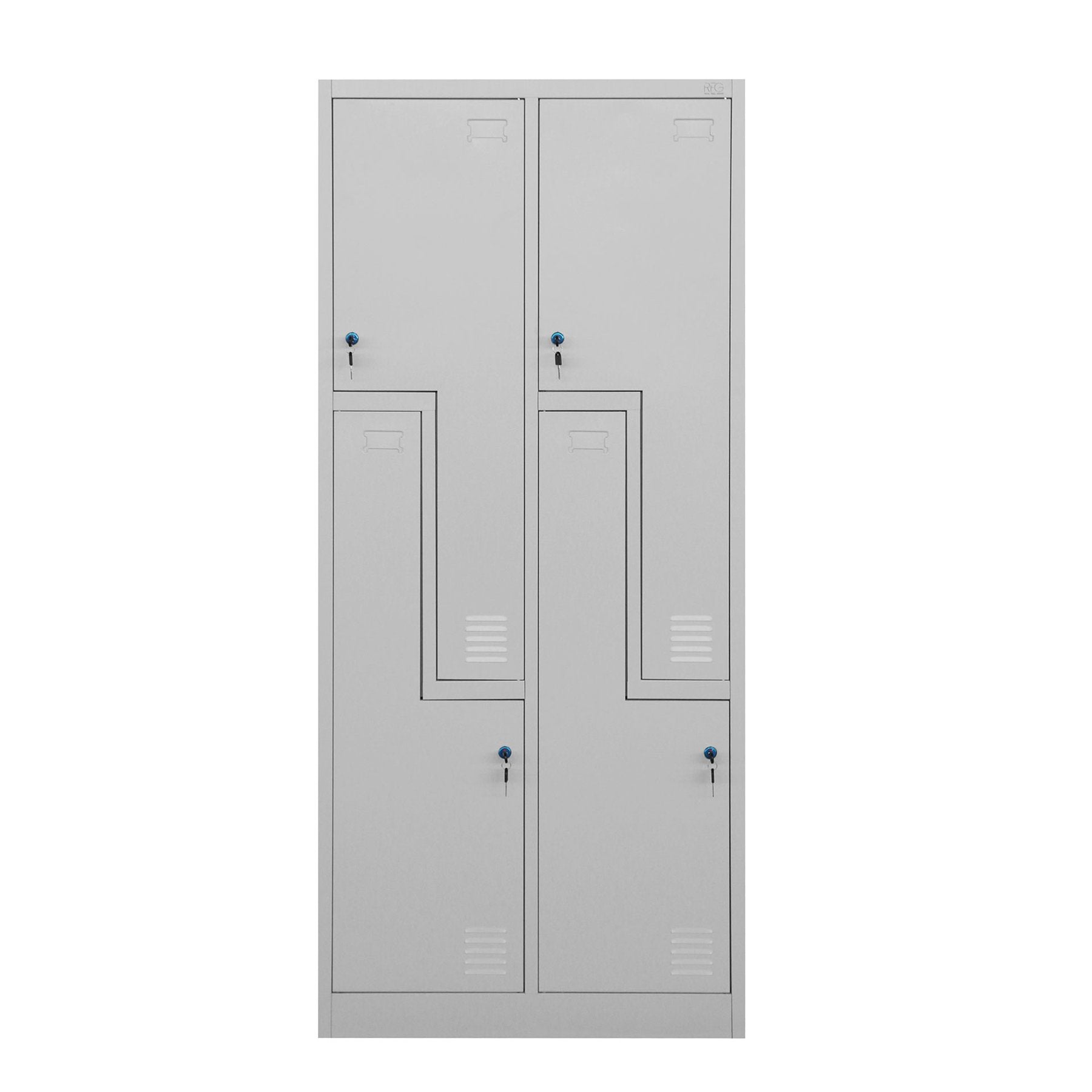 Гардероб, двоен, метален, Z-образни врати, 800 х 450 х 1850 mm, сив