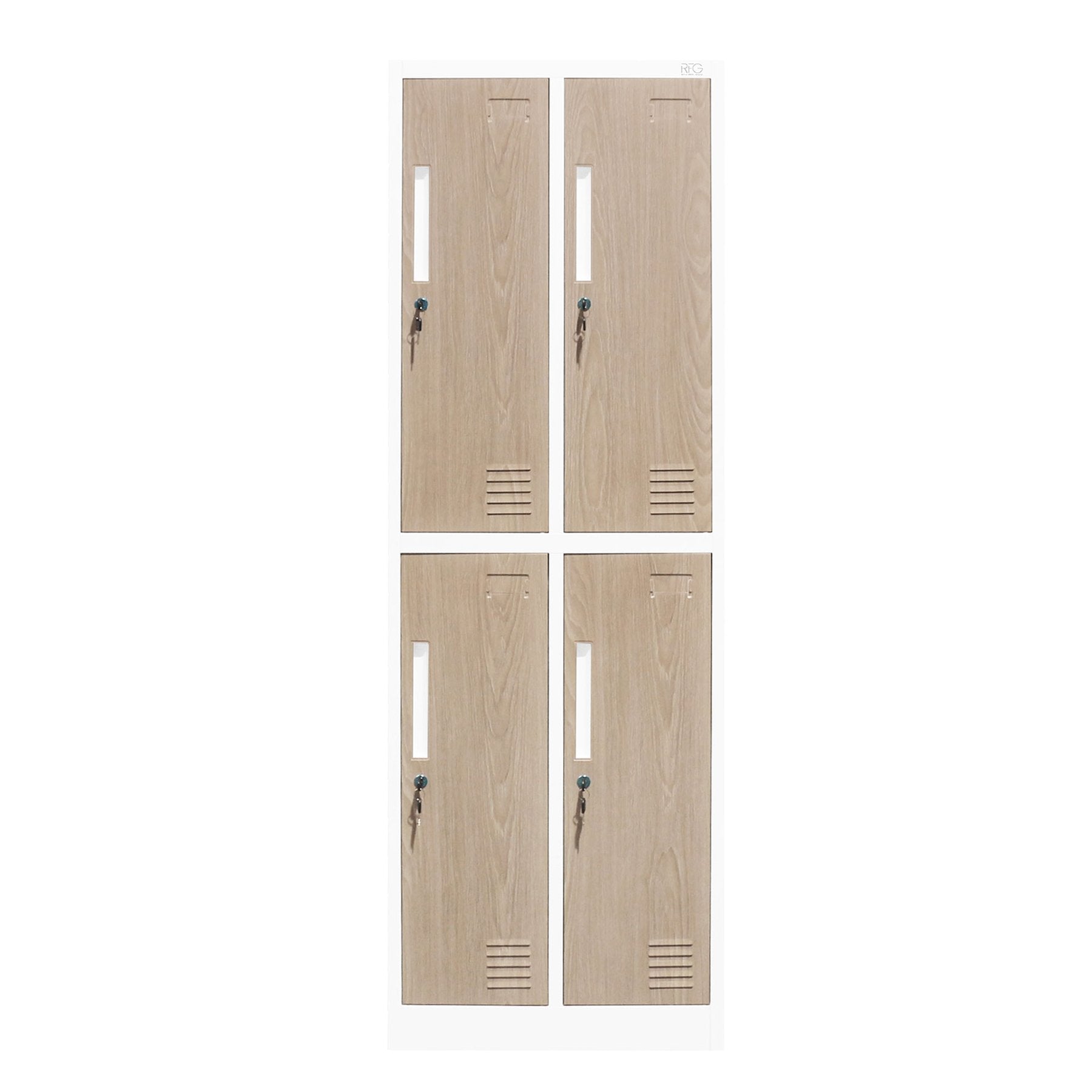 Гардероб, двоен, метален, 900 х 450 х 1850 mm, кехлибарен дъб и бяло